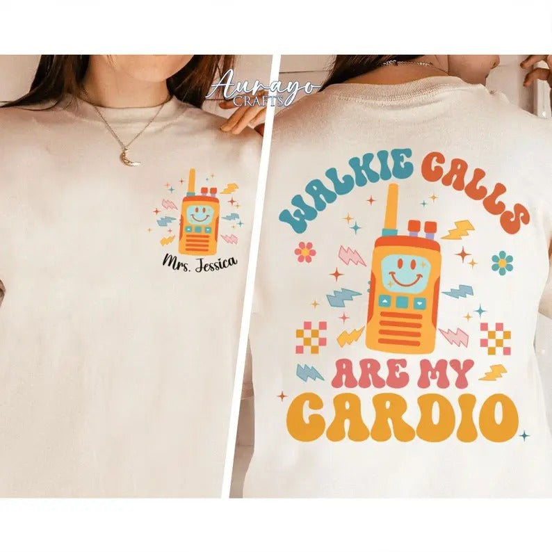Premium  Walkie Calls Are My Cardio Shit, School Psychologist Shirt, Special Education Teacher Shirt, Behavior Therapist...