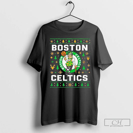 Premium Boston Celtics Basketball Team Ugly Christmas Logo T-Shirts, Hoodie, Sweatshirt | WearSparks.com