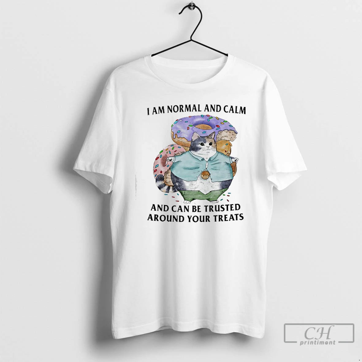 Premium Cat Donuts I Am Normal And Calm And Can Be Trusted Around Your Treats T-Shirts, Hoodie, Sweatshirt | WearSparks.com