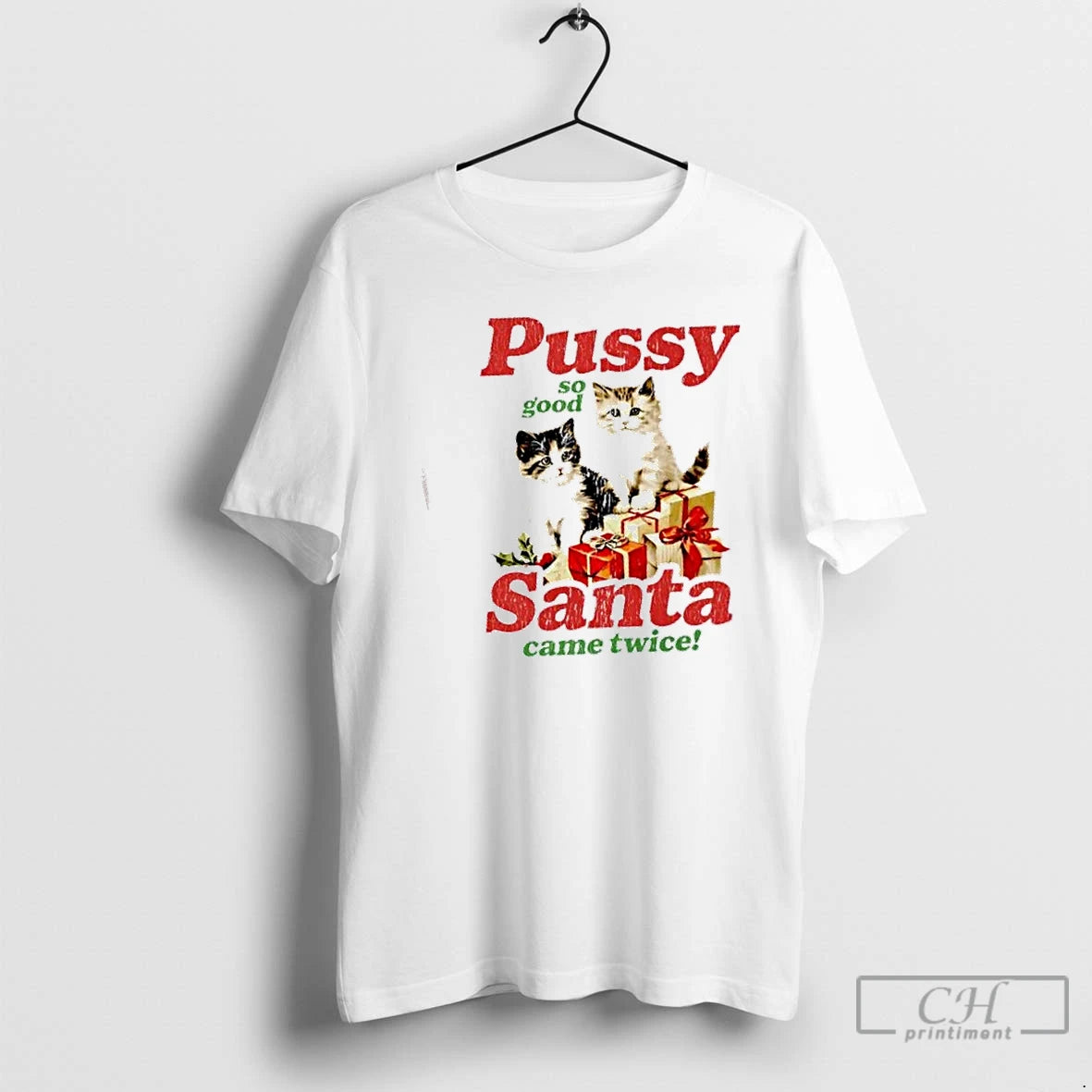 Premium Cat Pussy So Good Santa Came Twice Christmas T-Shirts, Hoodie, Sweatshirt | WearSparks.com