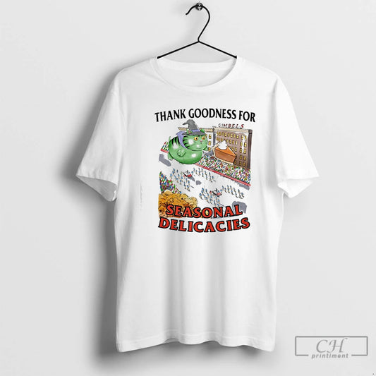 Premium Cat Thanksgiving Day Parade Thank Goodness For Gimbels Seasonal Delicacies T-Shirts, Hoodie, Sweatshirt