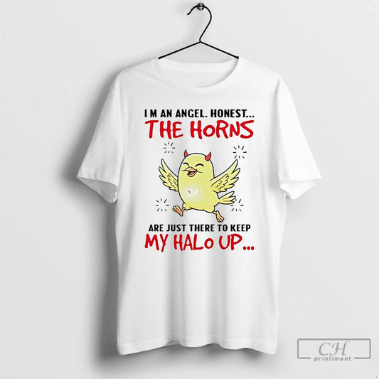 Premium Chicken Im An Angel Honest The Horns Are Just There T-Shirts, Hoodie, Sweatshirt | WearSparks.com