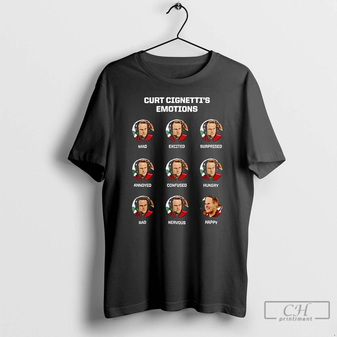 Premium Curt Cignetti Man Of Many Faces Emotions Mad Excited Surprised Annoyed T Shirts Sweater Hoodie, Sweatshirt