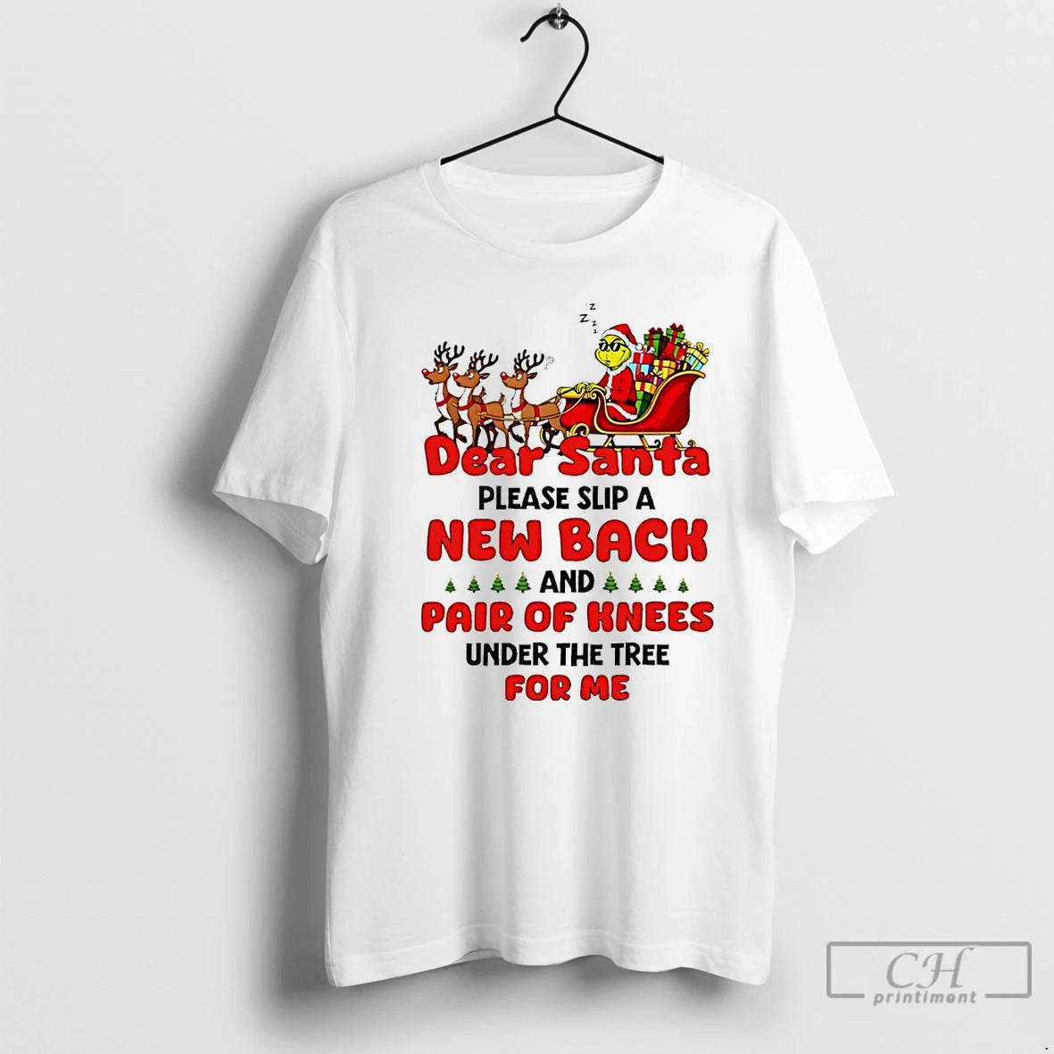 Premium Dear Santa Please Slip A New Back And Pair Of Knees Under The Tree T-Shirts, Hoodie, Sweatshirt | WearSparks.com