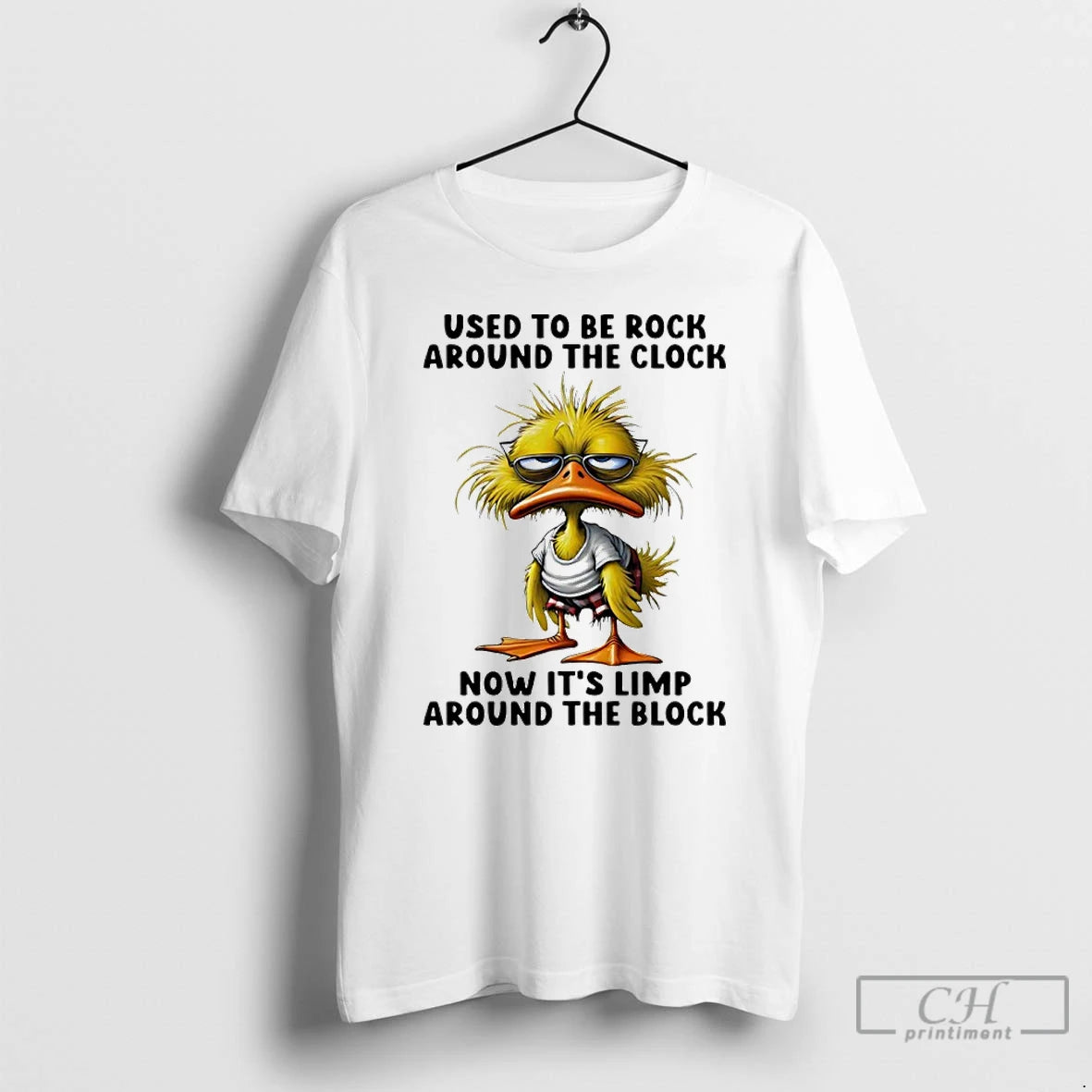 Premium Duck Used To Be Rock Around The Clock Now Its Limp Around The Block T-Shirts, Hoodie, Sweatshirt | WearSparks.com