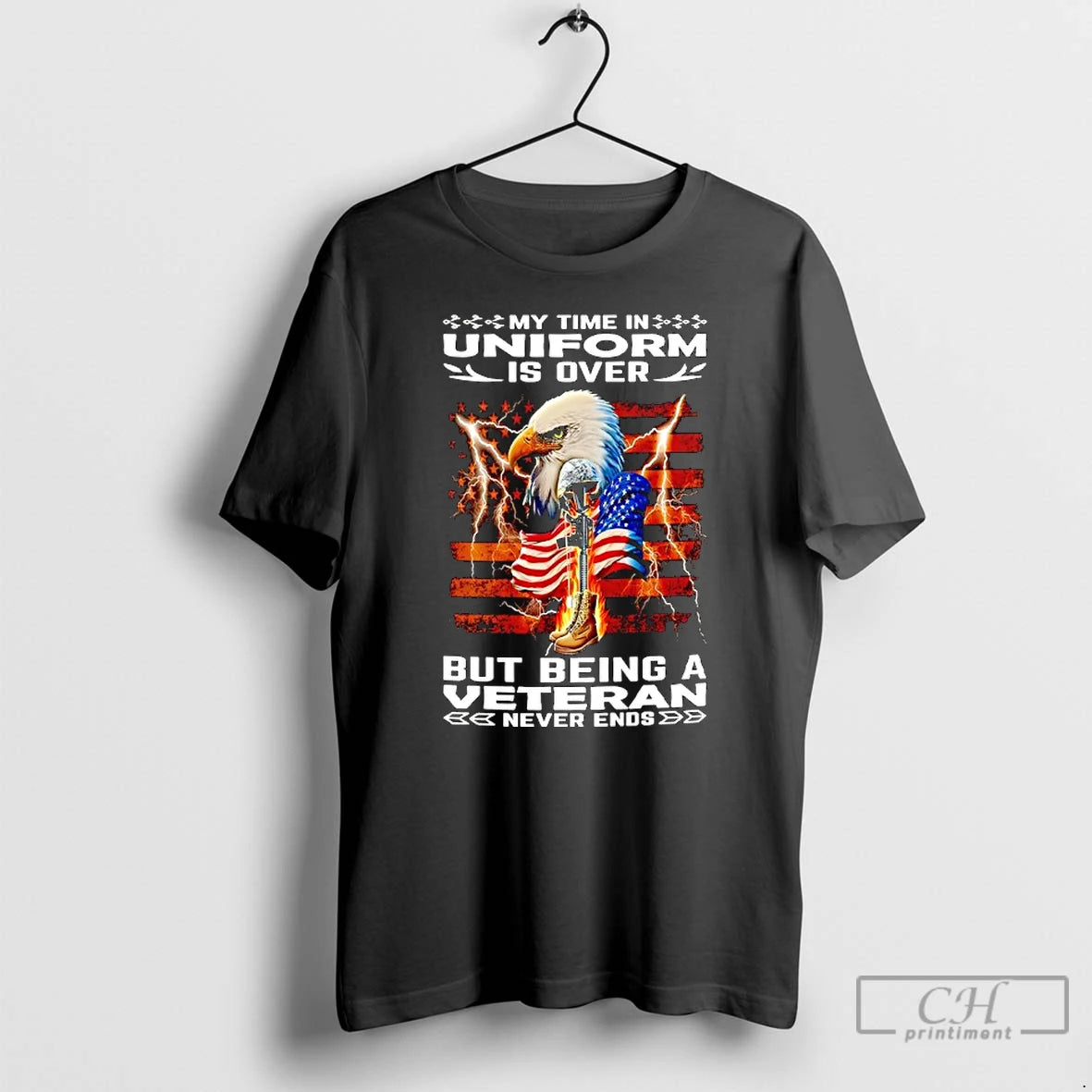 Premium Eagle My Time In Uniform Is Over But Being A Veteran Never Ends American T-Shirts, Hoodie, Sweatshirt