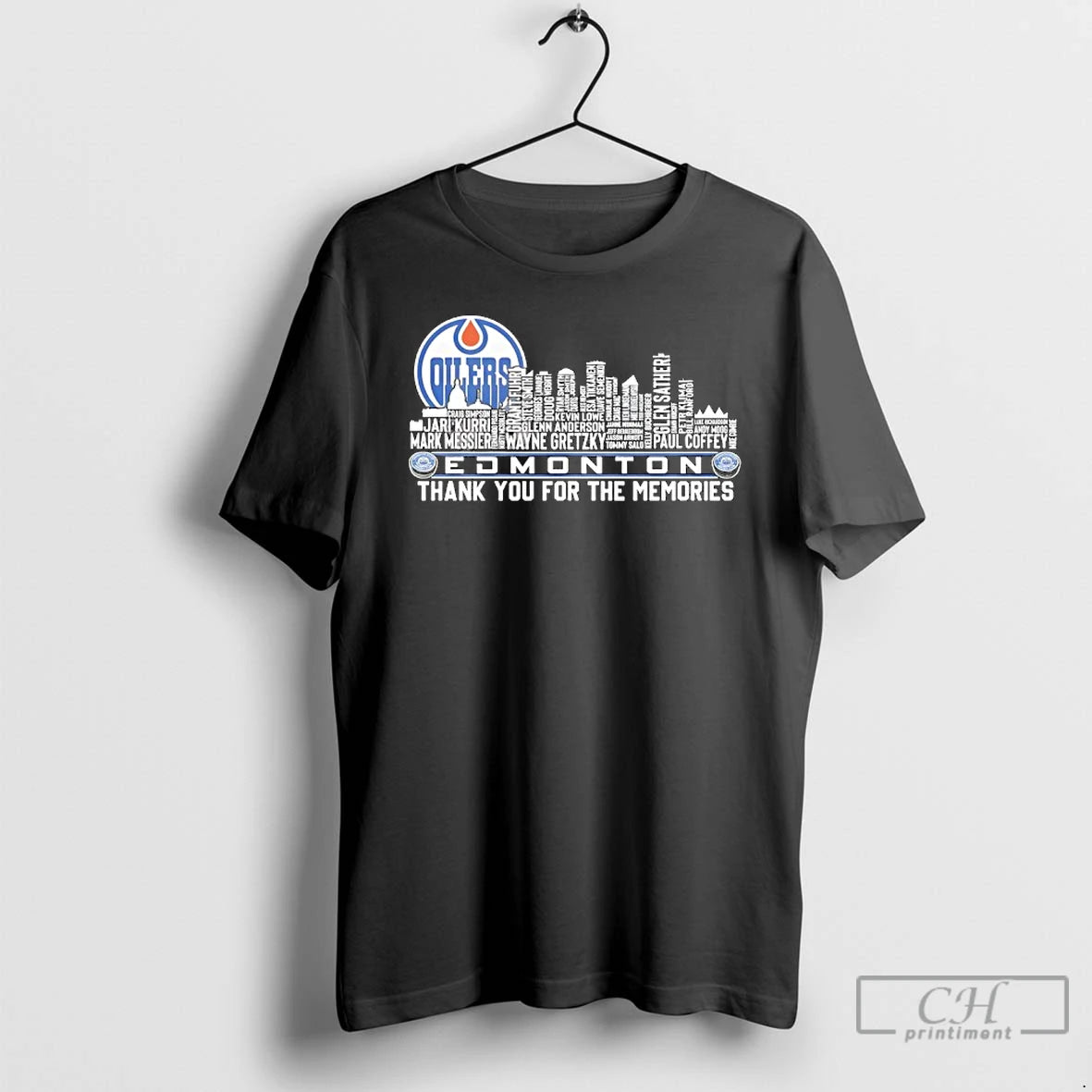 Premium Edmonton Oilers Name Players City Skyline Shape Thank You For The Memories T Shirts Hoodie, Sweatshirt