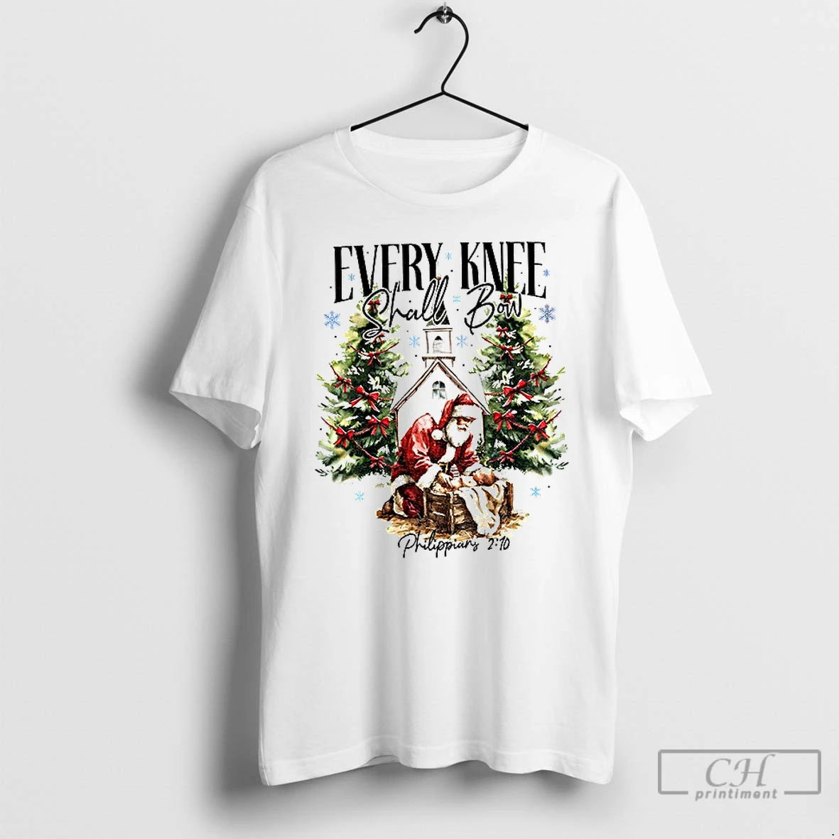 Premium Every Knee Shall Bow Santa Claus Merry Christmas T-Shirts, Hoodie, Sweatshirt | WearSparks.com