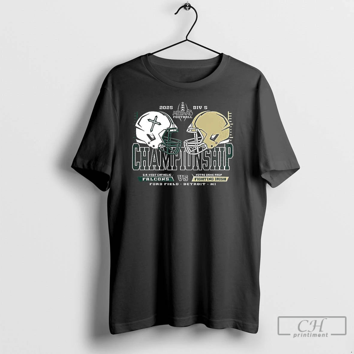 Premium G R West Catholic Falcons Vs Notre Dame Prep Fighting Irish 2025 Mhsaa Football T-Shirts, Hoodie, Sweatshirt