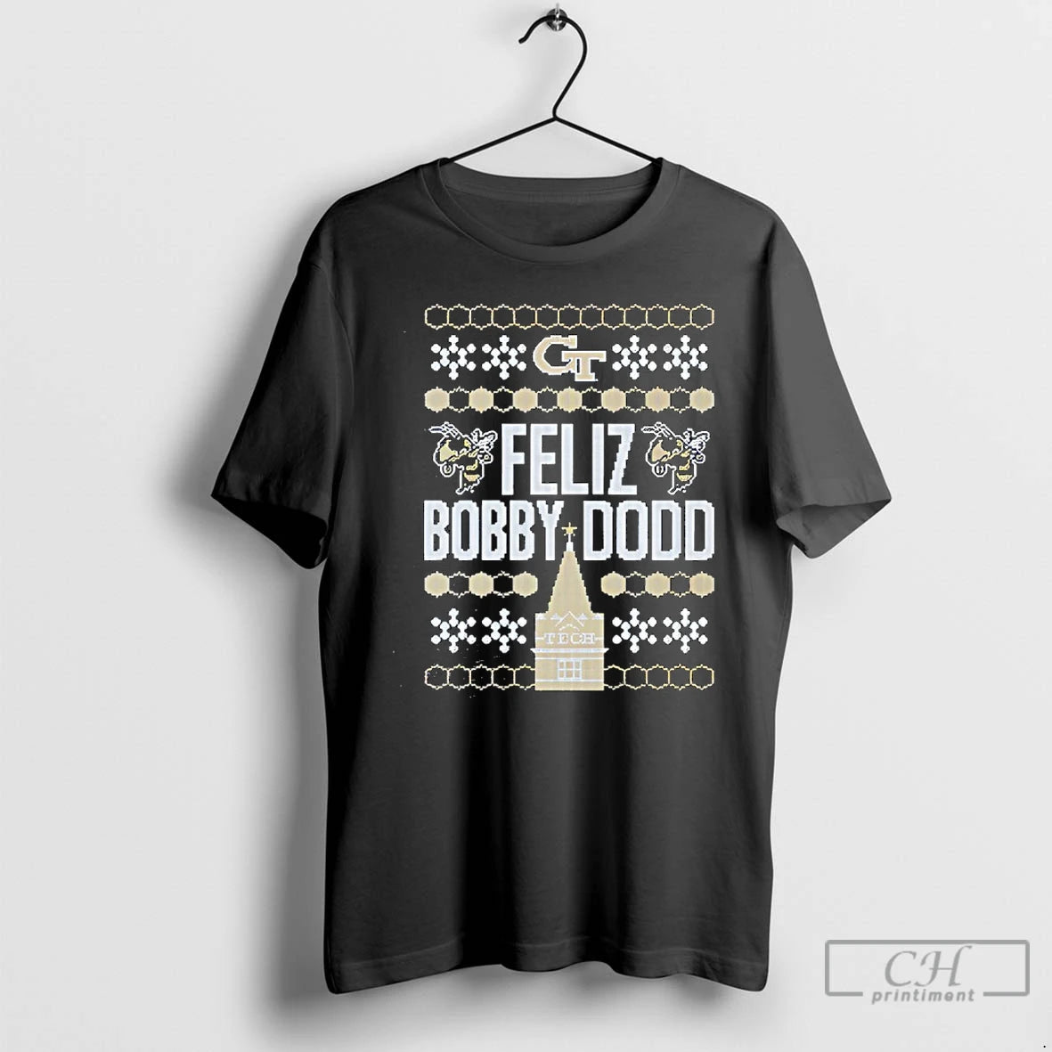 Premium Georgia Tech Feliz Bobby Dodd Ugly Christmas T-Shirts, Hoodie, Sweatshirt | WearSparks.com