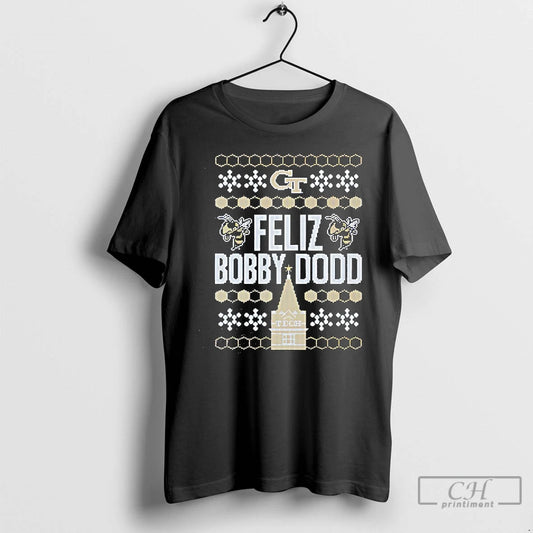 Premium Georgia Tech Feliz Bobby Dodd Ugly Christmas T-Shirts, Hoodie, Sweatshirt | WearSparks.com