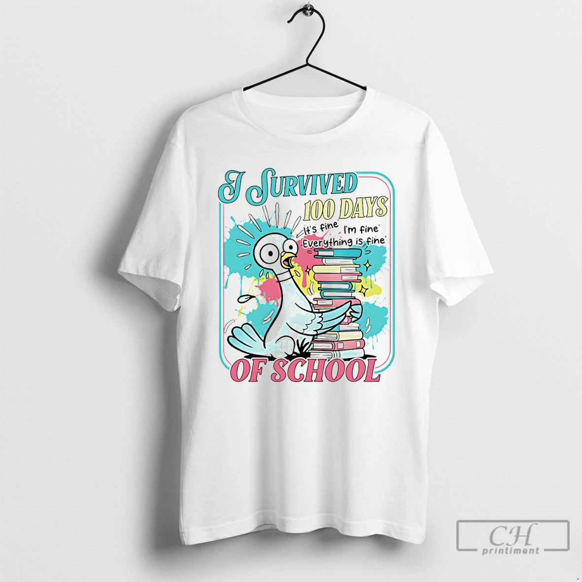 Premium I Survived 100 Day Of School Its Fine Im Fine Everything Is Fine Vintage T-Shirts, Hoodie, Sweatshirt