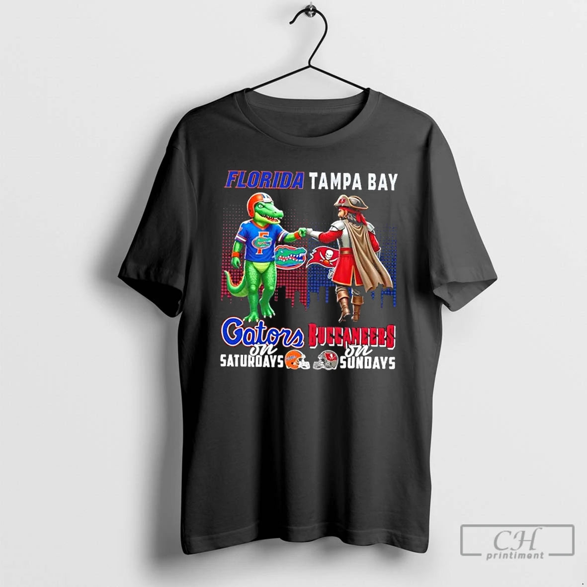 Premium Mascots Florida Gators On Saturdays Vs Tampa Bay Buccaneers On Sundays Skyline T Shirts Hoodie, Sweatshirt