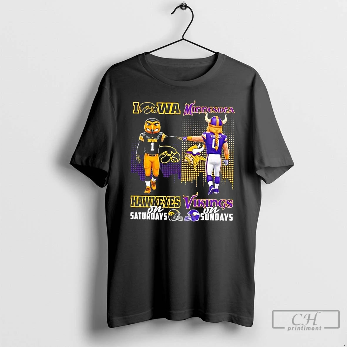 Premium Mascots Iowa Hawkeyes On Saturdays Vs Minnesota Vikings On Sundays Skyline T Shirts Sweater Hoodie, Sweatshirt