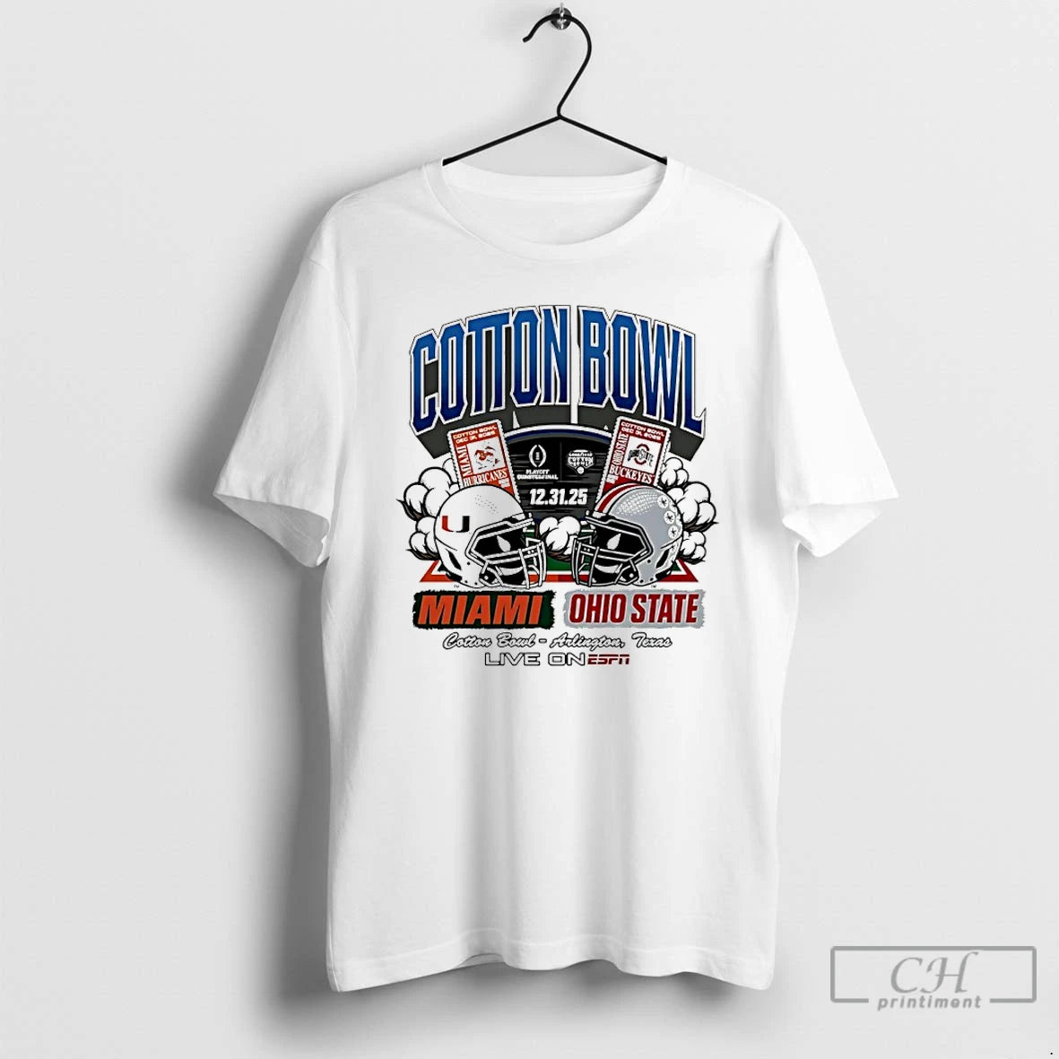 Premium Miami Vs Ohio State 2025 Cotton Bowl Matchup Helmet T-Shirts, Hoodie, Sweatshirt | WearSparks.com