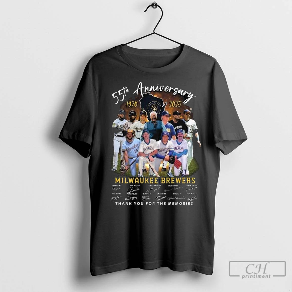 Premium Milwaukee Brewers 55th Anniversary 1970 2025 Legends Signatures Thank You For The Memories Long