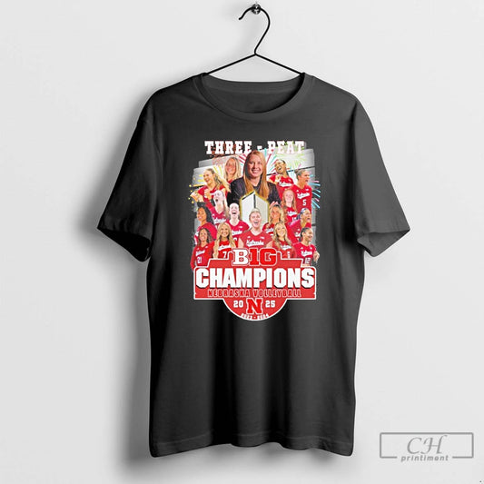 Premium Nebraska Volleyball 3 Peat Big 10 Champions T-Shirts, Hoodie, Sweatshirt | WearSparks.com