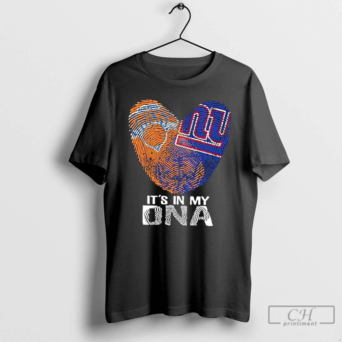 Premium New York City Sports Kicks X Giants Its In My Dna Fingerprint Heart T-Shirts, Hoodie, Sweatshirt | WearSparks.com