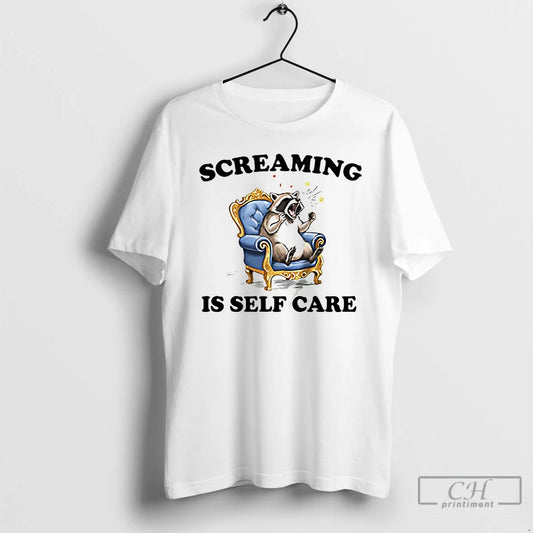 Premium Raccoon Screaming Is Self Care T-Shirts, Hoodie, Sweatshirt | WearSparks.com