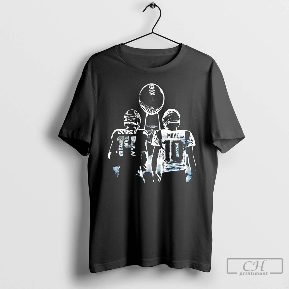 Premium Sam Darnold And Drake Maye New England And Seattle Football Trophy T Shirts Sweater Hoodie, Sweatshirt