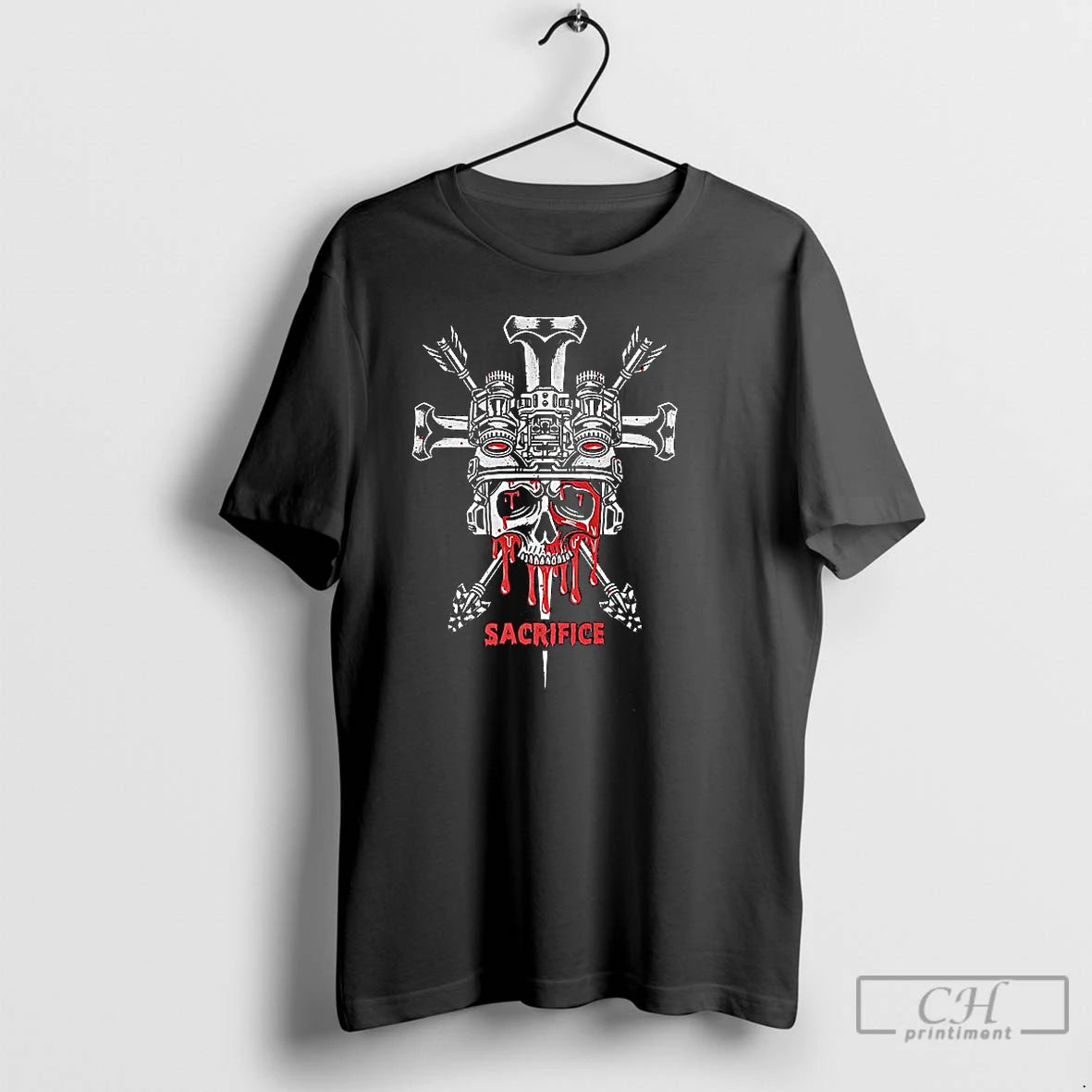 Premium Skull Military Helmet Sacrifice Cross T-Shirts, Hoodie, Sweatshirt | WearSparks.com