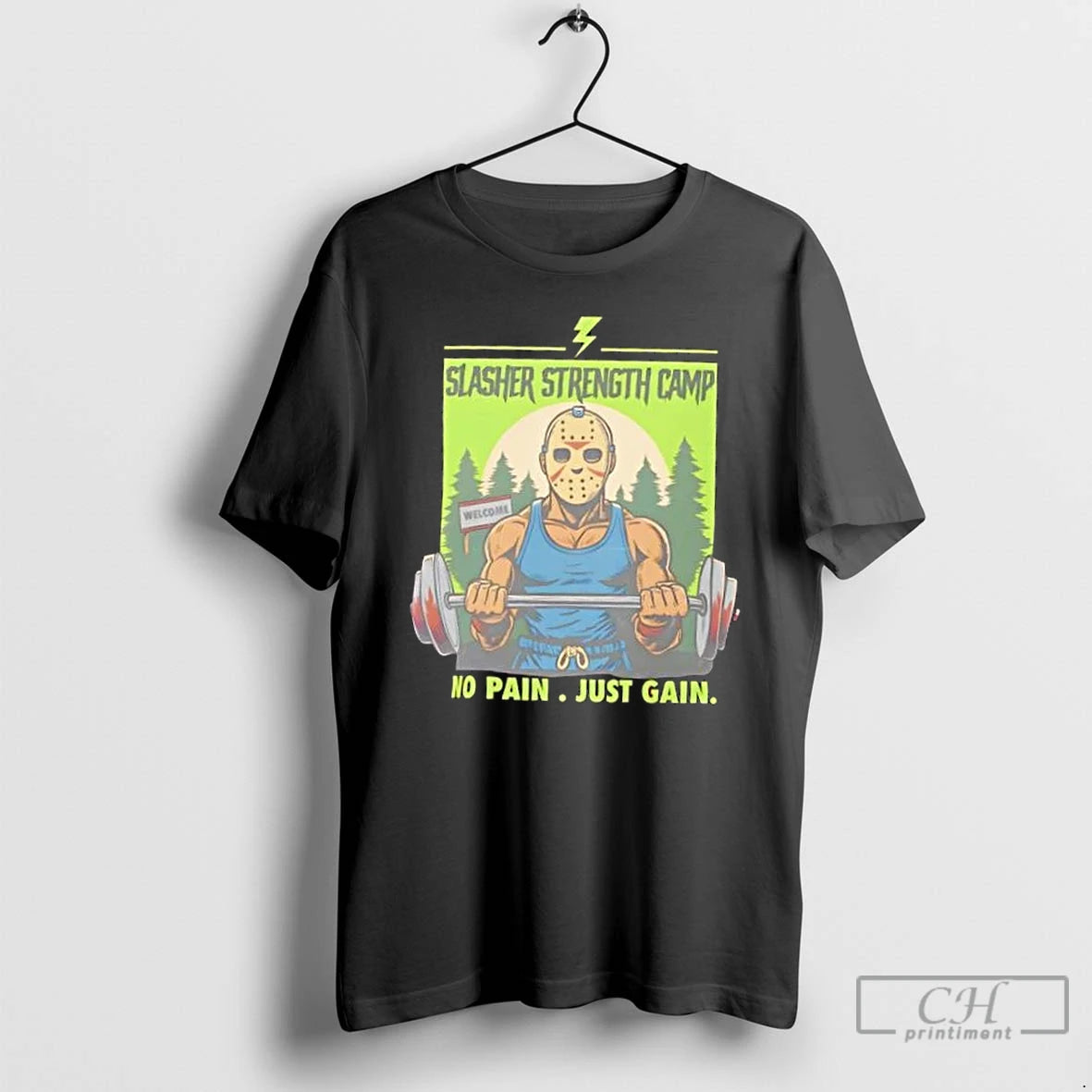 Premium Slasher Strength Camp Horror Gym Humor T-Shirts, Hoodie, Sweatshirt | WearSparks.com