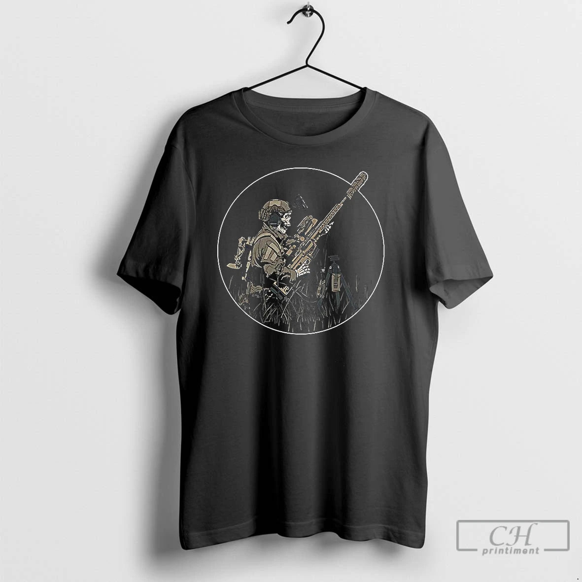 Premium Sniper Skeleton Stalk In Round Frame T-Shirts, Hoodie, Sweatshirt | WearSparks.com