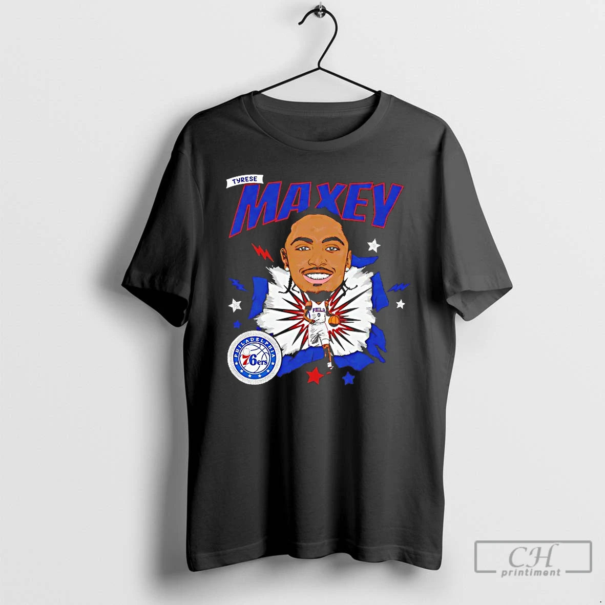 Premium Tyrese Maxey Philadelphia 76ers Caricature T-Shirts, Hoodie, Sweatshirt | WearSparks.com