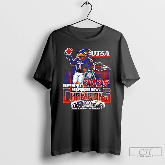Premium Utsa Roadrunners 2025 Responder Bowl Champions Mascot Skyline T-Shirts, Hoodie, Sweatshirt | WearSparks.com