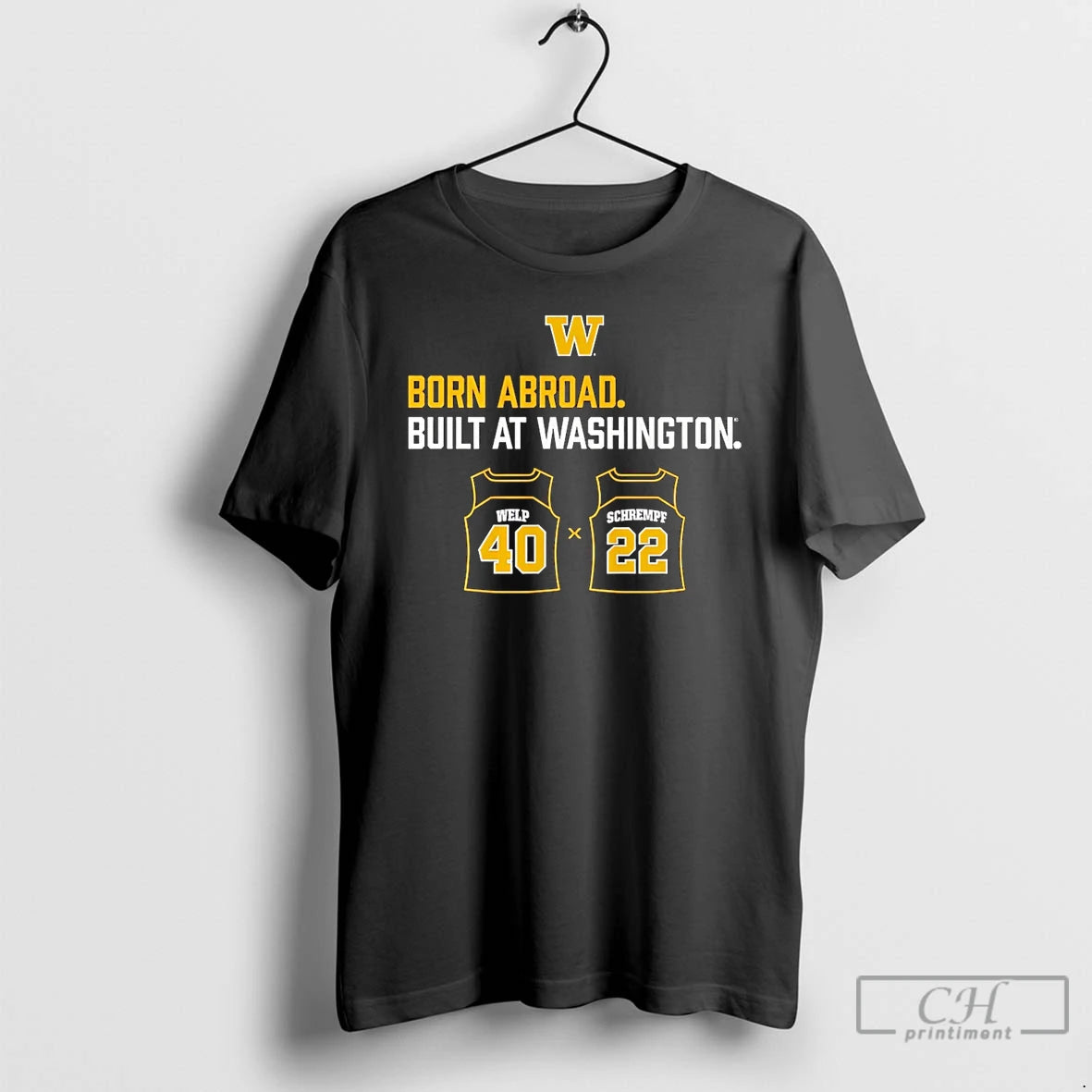 Premium Washington Huskies Schrempf Welp Duo Born Abroad Built At Washington T-Shirts, Hoodie, Sweatshirt | WearSparks.com