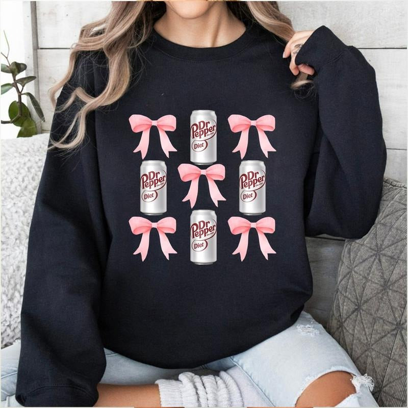 Preppy Coquette Bow Diet Dr. Pepper Sweatshirt, Diet Peper Sweatshirt T-Shirts, Hoodie | WearSparks.com