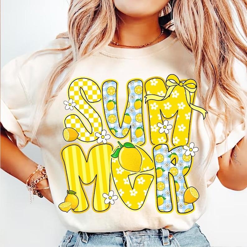 Preppy Summer Vibes Lemon Bow Girly Coquette Trendy Everyday Summer T-Shirt Hoodie, Sweatshirt | WearSparks.com