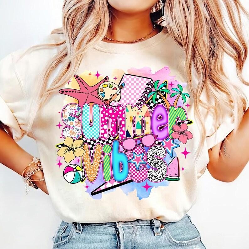 Preppy Summer Vibes Retro Beach Hello Checkered Trendy Brushstroke T-Shirt Hoodie, Sweatshirt | WearSparks.com