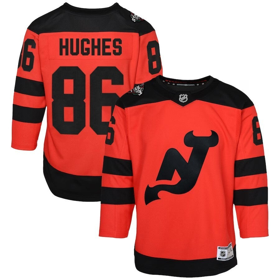 Preschool New Jersey Devils #86 Jack Hughes 2024 NHL Stadium Series Premier Player Jersey – Red