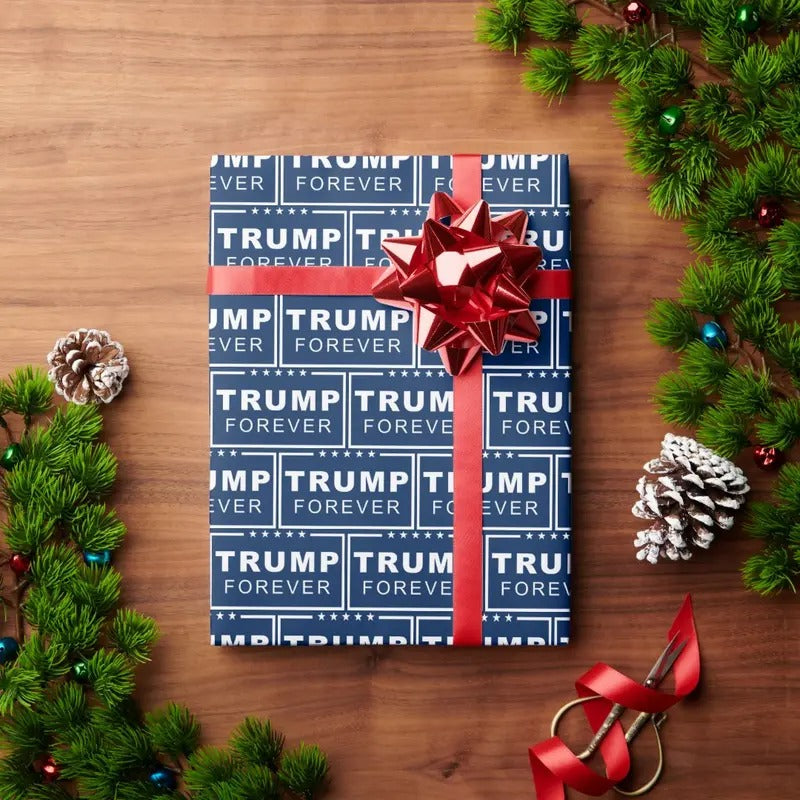 President Donald Trump Forever Blue Christmas Wrapping Paper T-Shirts, Hoodie, Sweatshirt | WearSparks.com