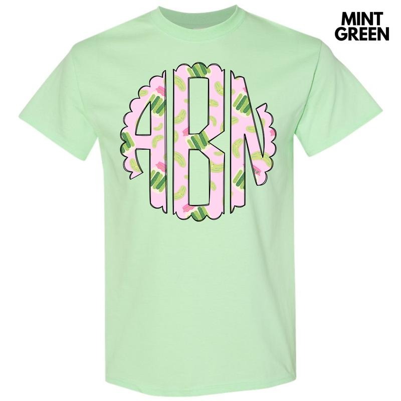 Pretty Pickles Monogram Gildan Short Sleeve T-Shirt 'NLB' Hoodie, Sweatshirt | WearSparks.com