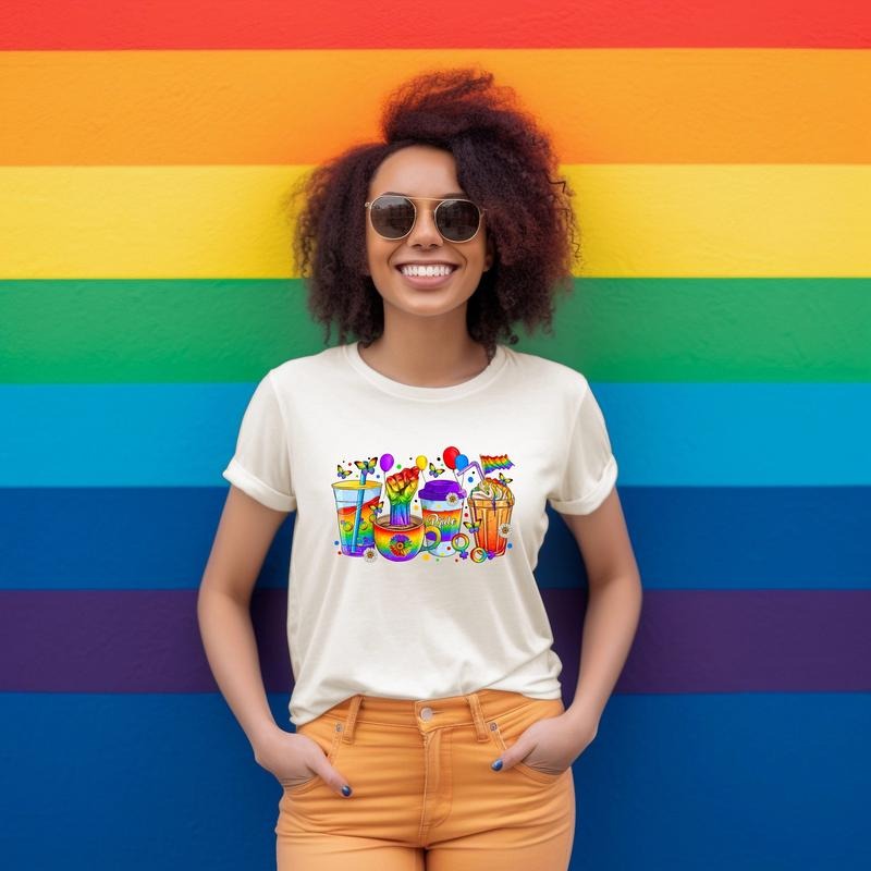 Pride Coffee Cups T Shirt Hoodie Sweater Pride T Shirt Hoodie Sweater Pride Rainbow Shirt LGBTQ Shirt Lesbian Shirt...