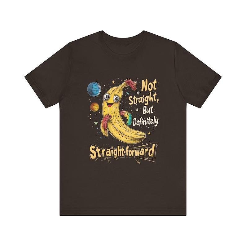 Pride Month Shirt, Retro Gay Banana Graphic Tee, Cute Lesbian T-Shirt, Funny Bisexual Top, Not Straight But Definitely...
