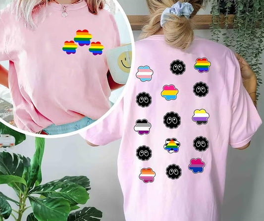 Pride Soot Sprites Star Candy Tee 2 Sides, Soot Sprite Gay Pride Flag LGBTQ T-Shirt, Ghibli Star Candy Shirt, LGBT Anime...