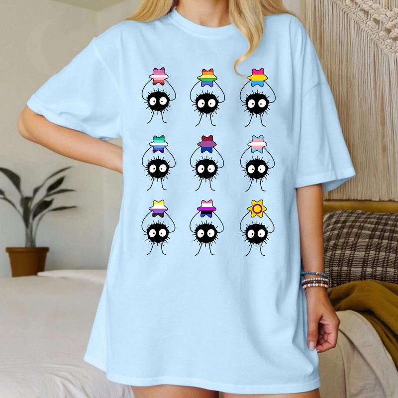 Pride Soot Sprites Star Candy Tee, Soot Sprite Gay Pride Flag LGBTQ T-Shirt, Soot Sprites x Pride, Ghibli Star Candy...