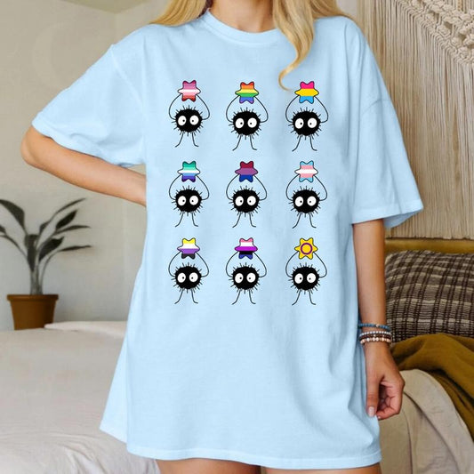 Pride Soot Sprites Star Candy Tee, Soot Sprite Gay Pride Flag LGBTQ T-Shirt, Soot Sprites x Pride, Ghibli Star Candy...