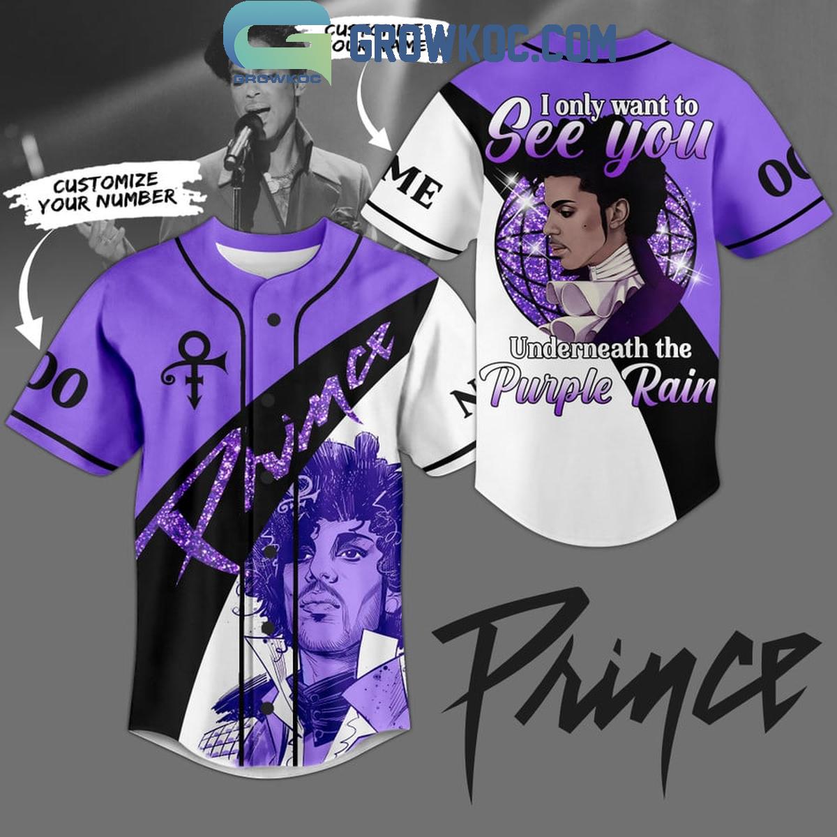 Prince I Only Want To See You Underneath The Purple Rain Personalized Baseball Jersey