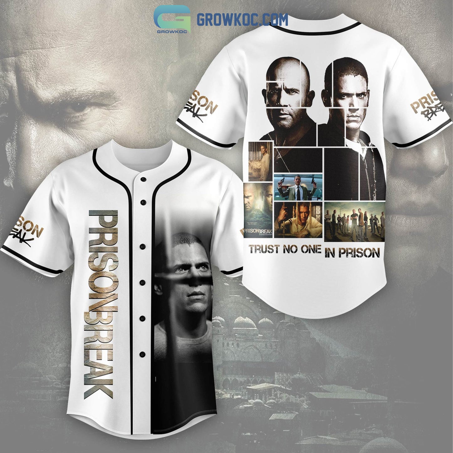 Prison Break Trust No One In Prison White Design Baseball Jersey
