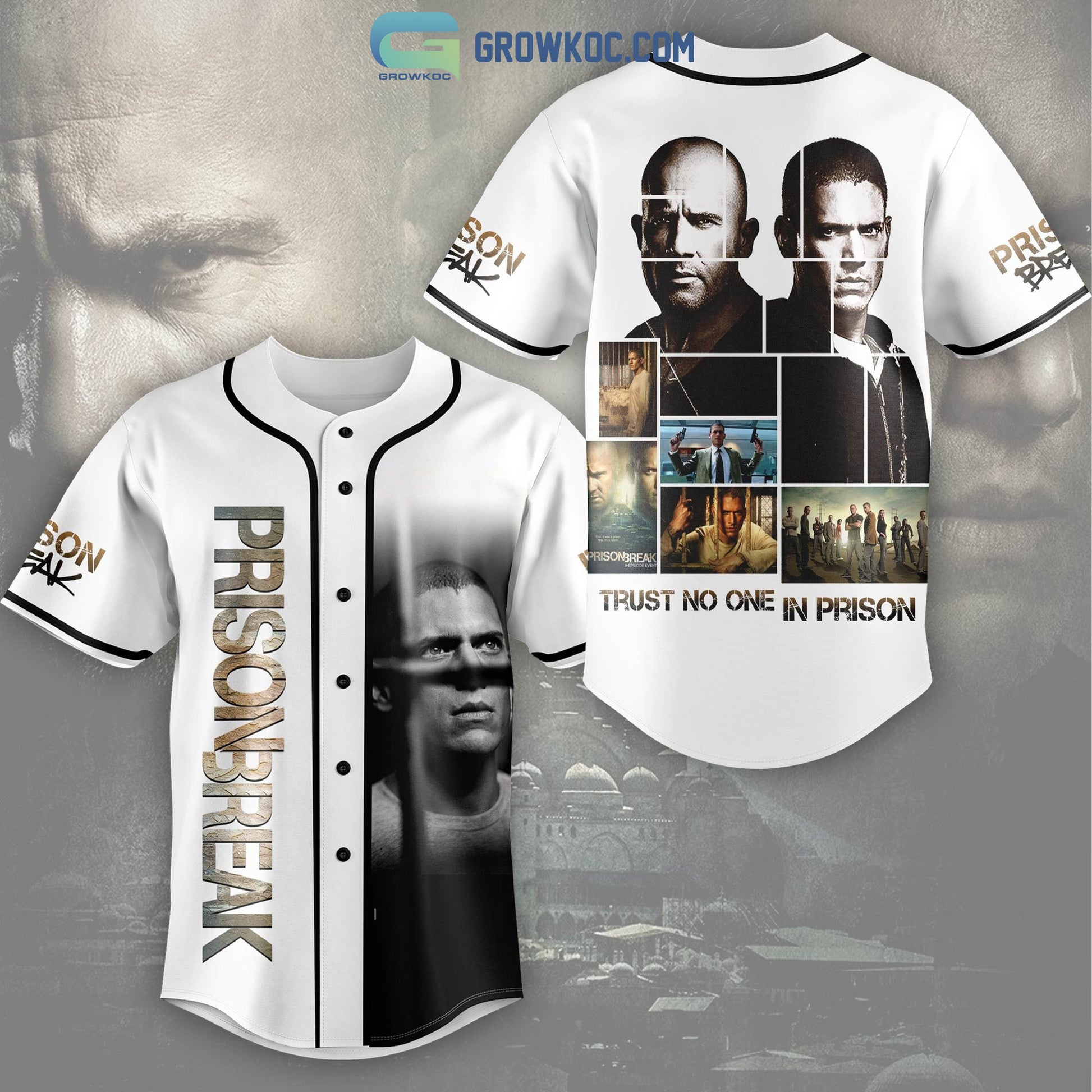 Prison Break Trust No One In Prison White Design Baseball Jersey