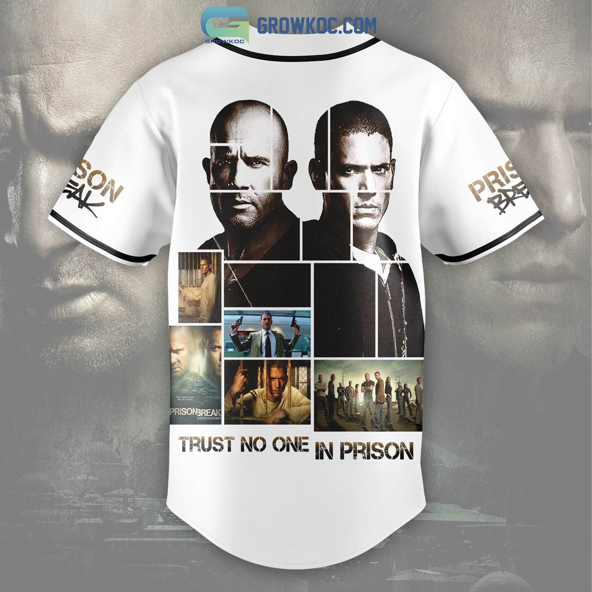 Prison Break Trust No One In Prison White Design Baseball Jersey