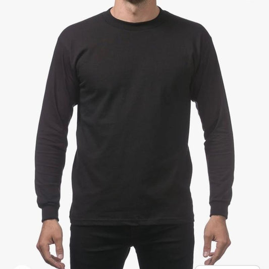 Pro Club Heavyweight Cotton Long Sleeve Crew Neck T-Shirt Casual Crewneck Classic Top Man Hoodie, Sweatshirt | WearSparks.com