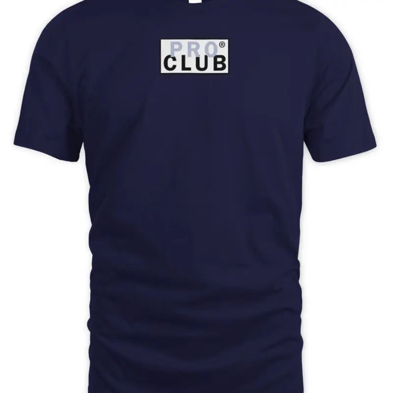 Pro Club Heavyweight Short Sleeve Embroidered Box Logo Tee Classic Shirt Top Casual Hoodie, Sweatshirt | WearSparks.com