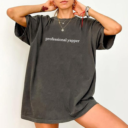 "Professional Yapper T-Shirt, Born To Yap Graphic Tee Women, Sarcasm Unhinged Shirts, Fluent In Yapanese T-shirts, Comfy...