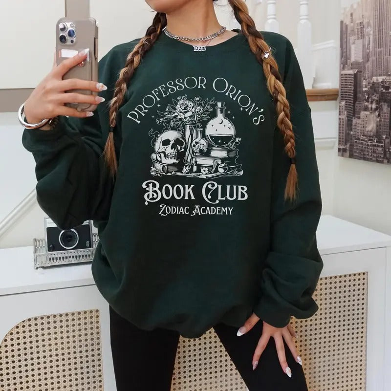 Professor Orions Book Club Sweatshirt, Zodiac Academy Books Hoodie, Book Lover Fantasy Reader Gift, Bookworm Unisex Soft...