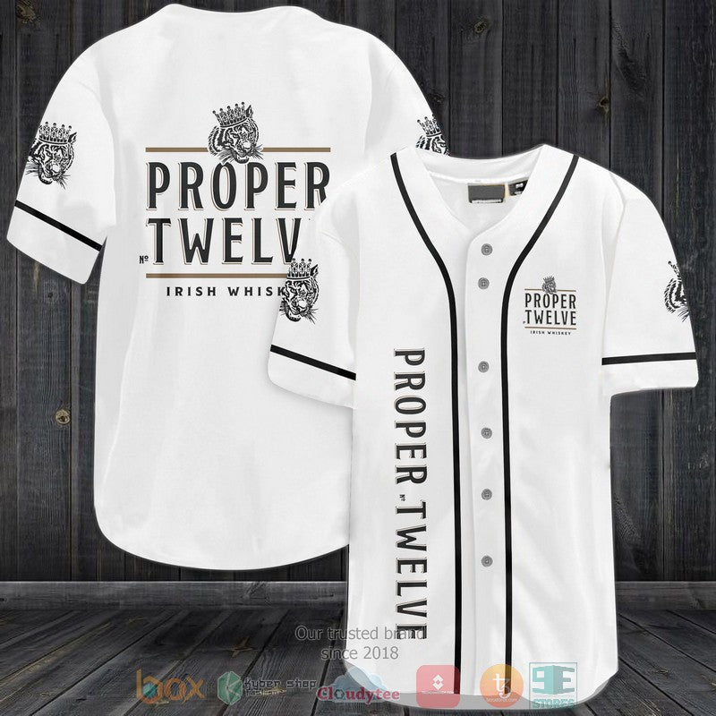 Proper Twelve Irish Whiskey white Baseball shirt